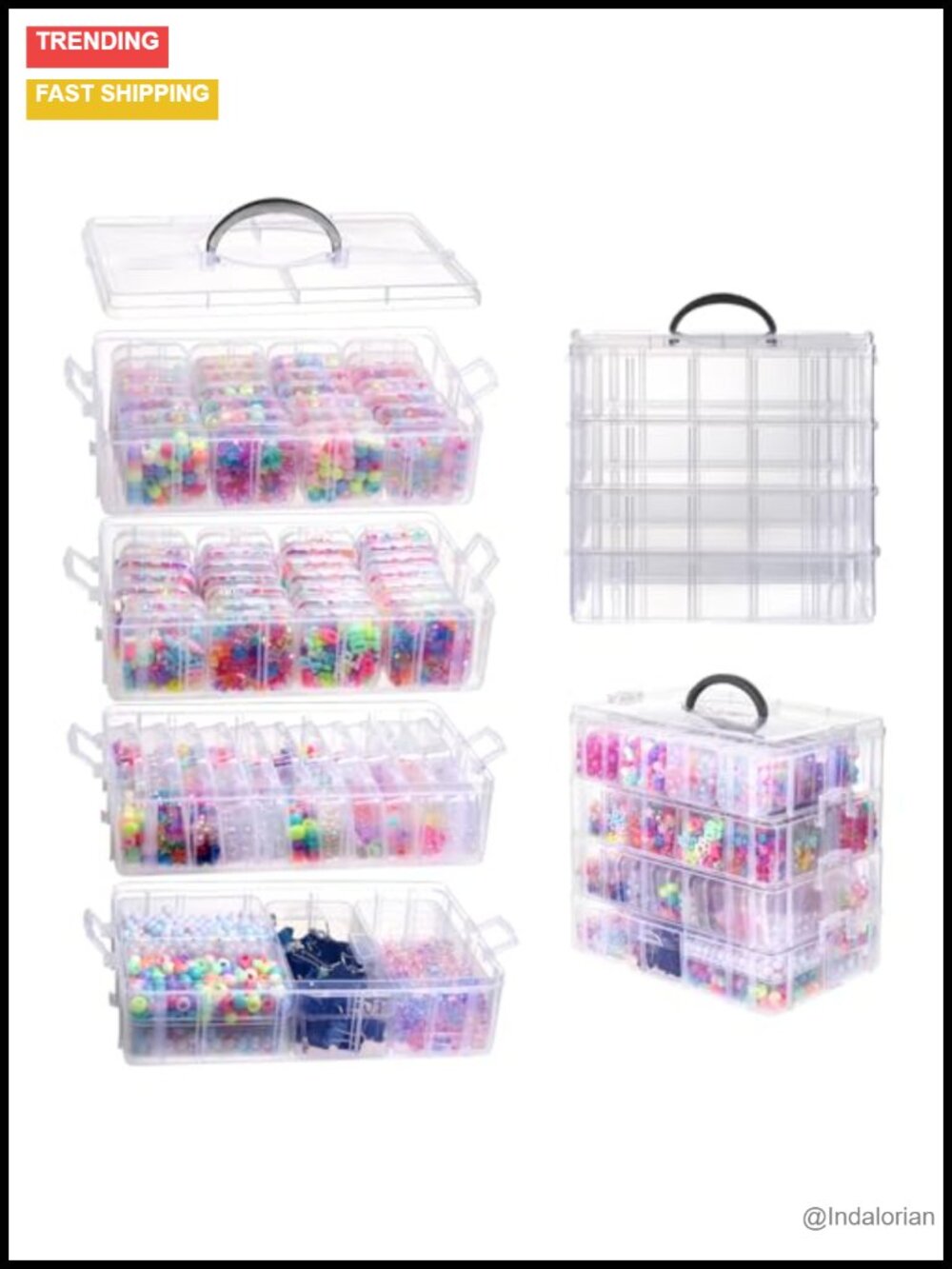 84 Pc Bead Organizer Box Stackable Clear Plastic Storage Containers